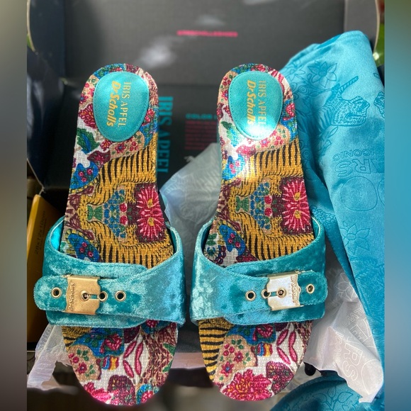 DR. SCHOLL'S Tiger Original Iris Apfel Collaboration Velvet Sandals/Clogs. NWT - Picture 2 of 16